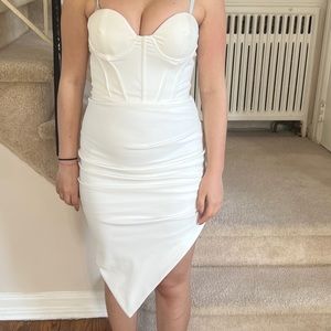 White Lavish Alice dress with side slit